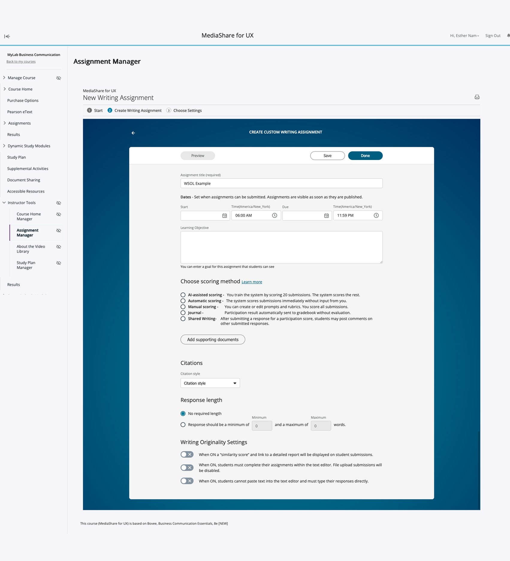 The original Assignment Manager page, with every decision stacked into one long scrolling form.